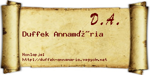 Duffek Annamária névjegykártya